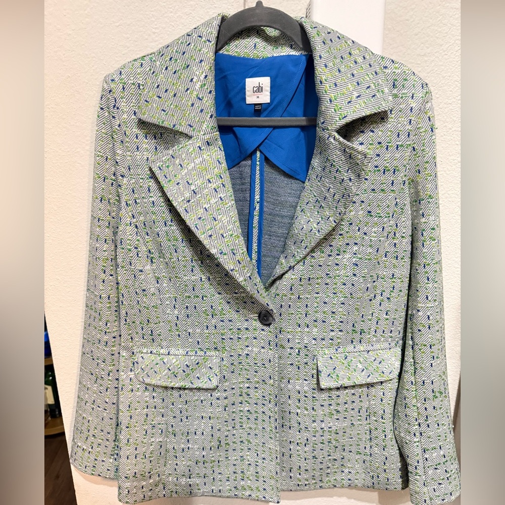 CAbi Women's Patterned Blazer with Blue Lining